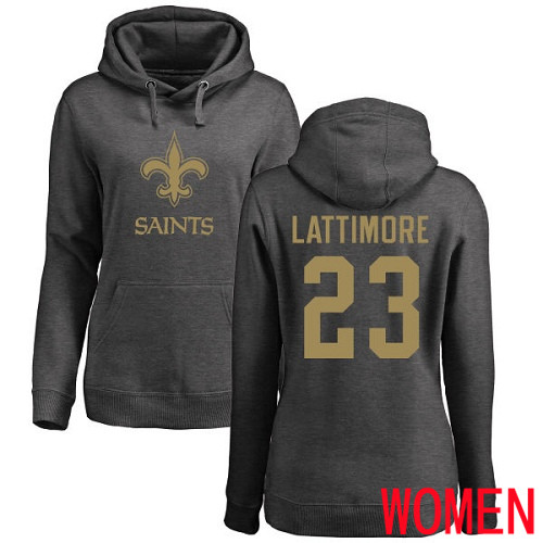 New Orleans Saints Ash Women Marshon Lattimore One Color NFL Football #23 Pullover Hoodie Sweatshirts->nfl t-shirts->Sports Accessory